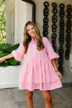 Shelby Ruffle Dress - Pale Pink