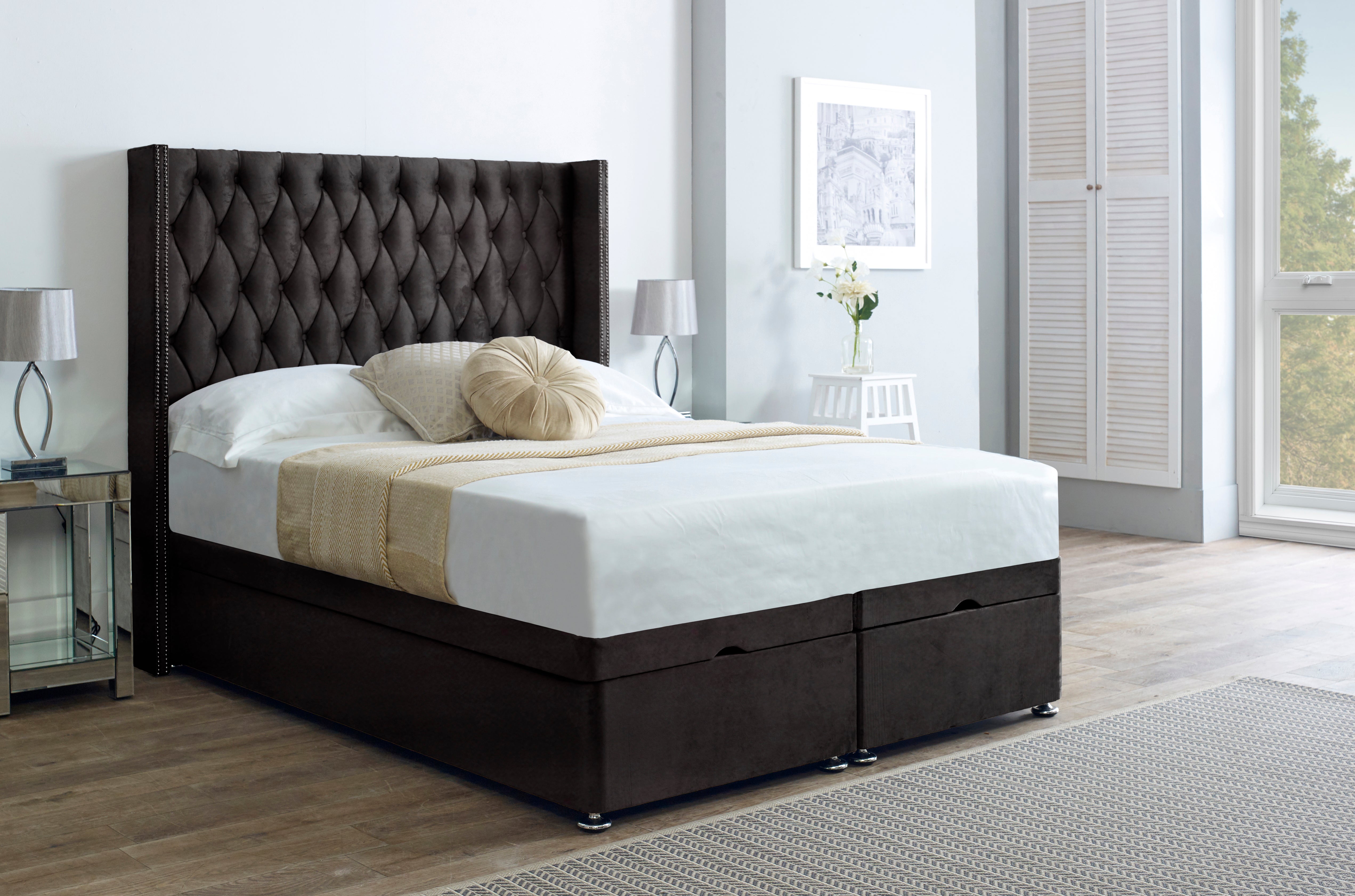 An image of Ascot Ottoman Storage bed Wingback Headboard