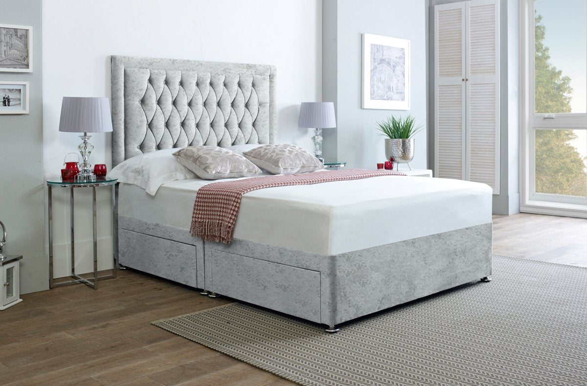 An image of Geneva Divan Bed Set with Chesterfield Headboard