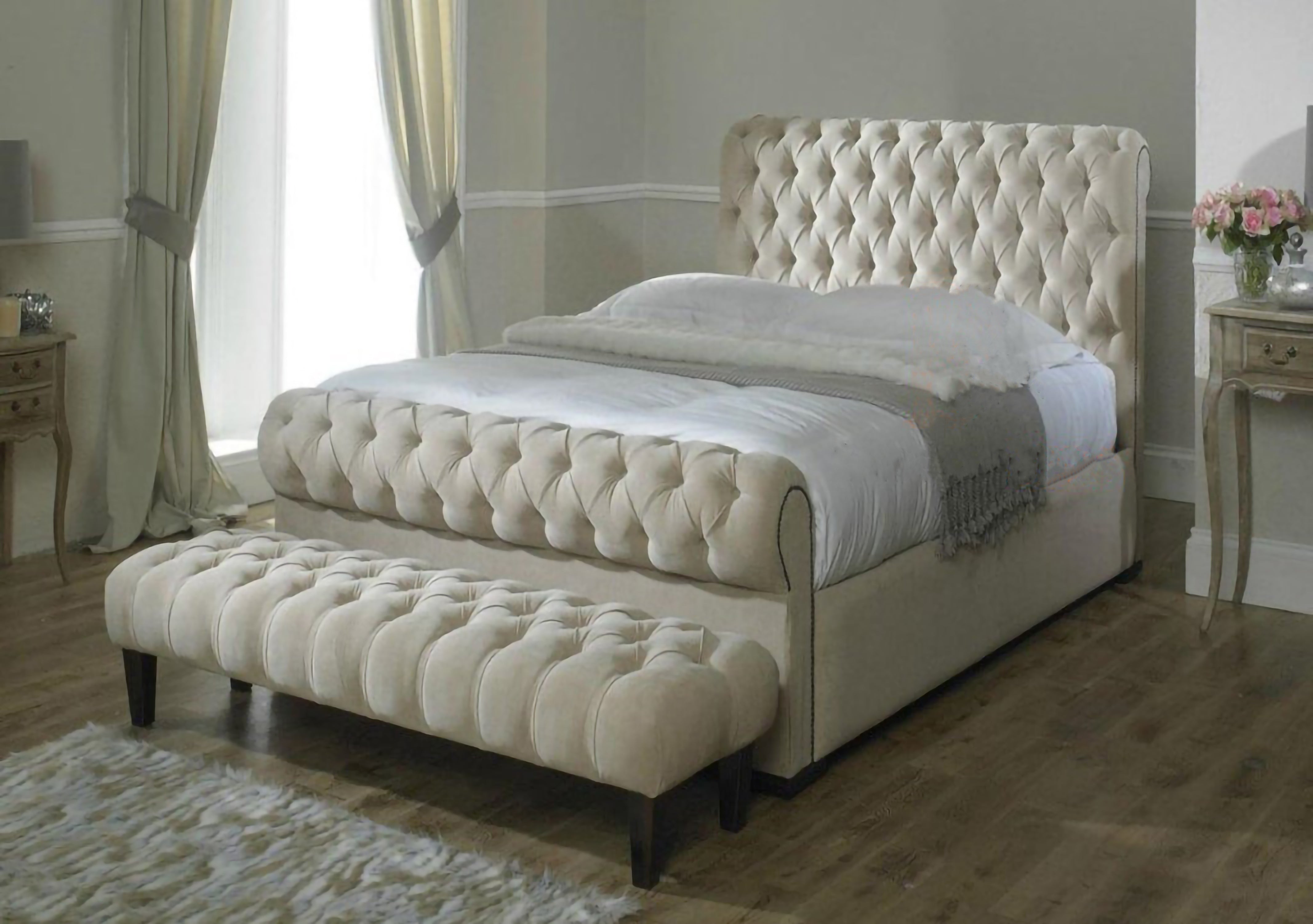 An image of Regency Sleigh Chesterfield Bed