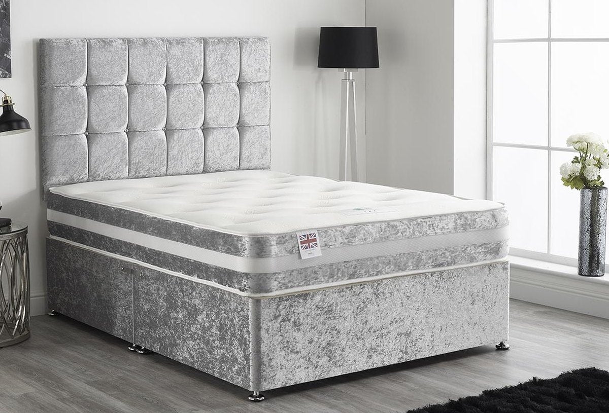 An image of Crushed Velvet Divan Bed Set