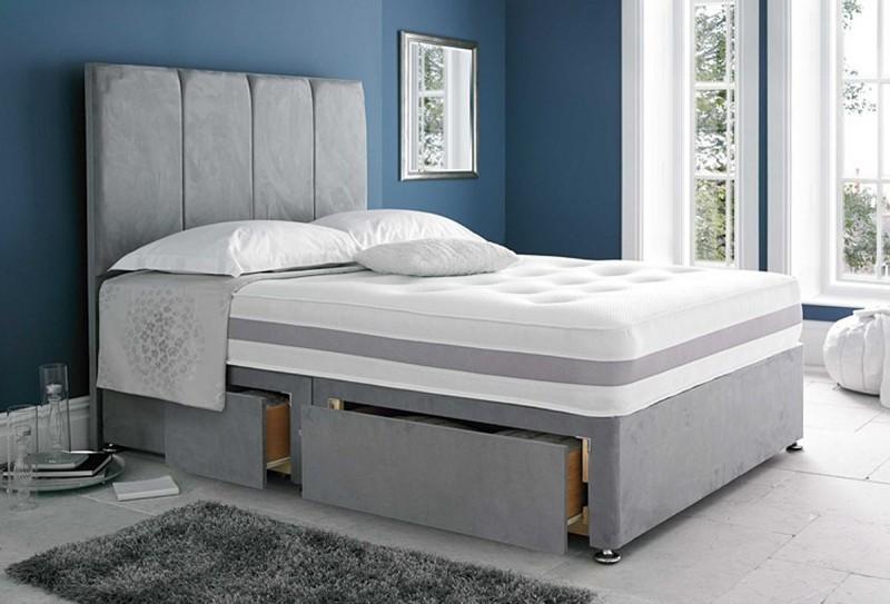 An image of Lisbon Divan Bed Set with Floor Standing Headboard