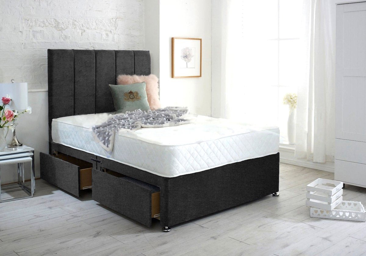 An image of Madera Divan Bed Set Floor Standing Headboard