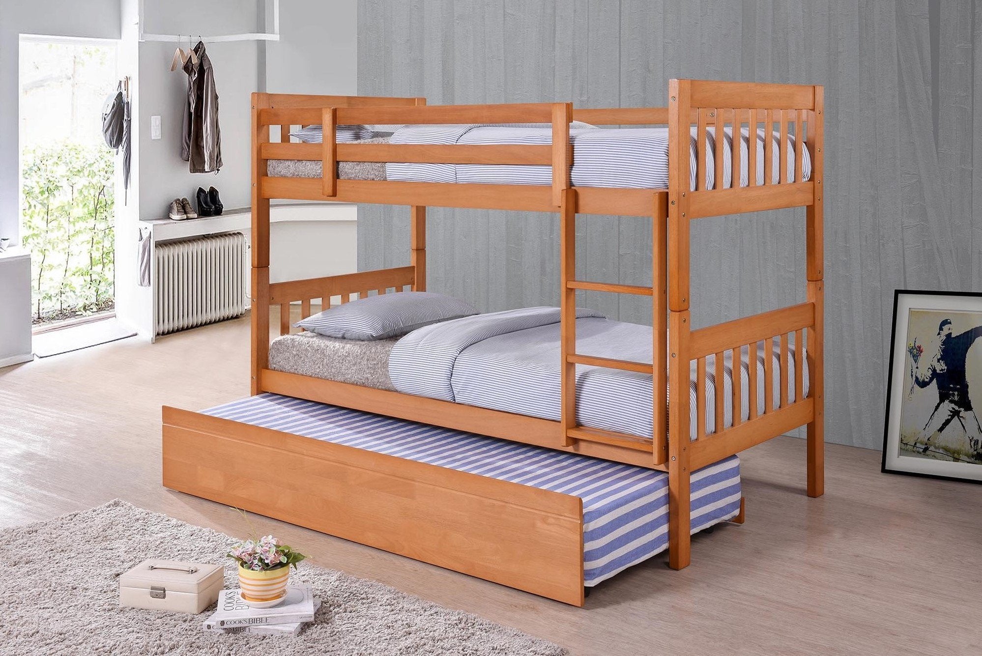 An image of Nia Wooden Bunk Bed with Trundle