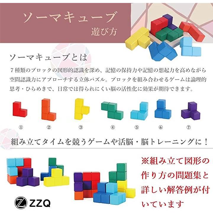 立体四目 ソーマキューブ 脳トレ 賢人 高齢者 頭の体操 遊び方説明書付 2点セット 木製 ゲーム