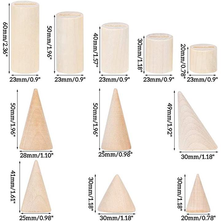 リングスタンド　1個　天然木　円錐　指輪置き　木製　リングスタンド　ディスプレイ