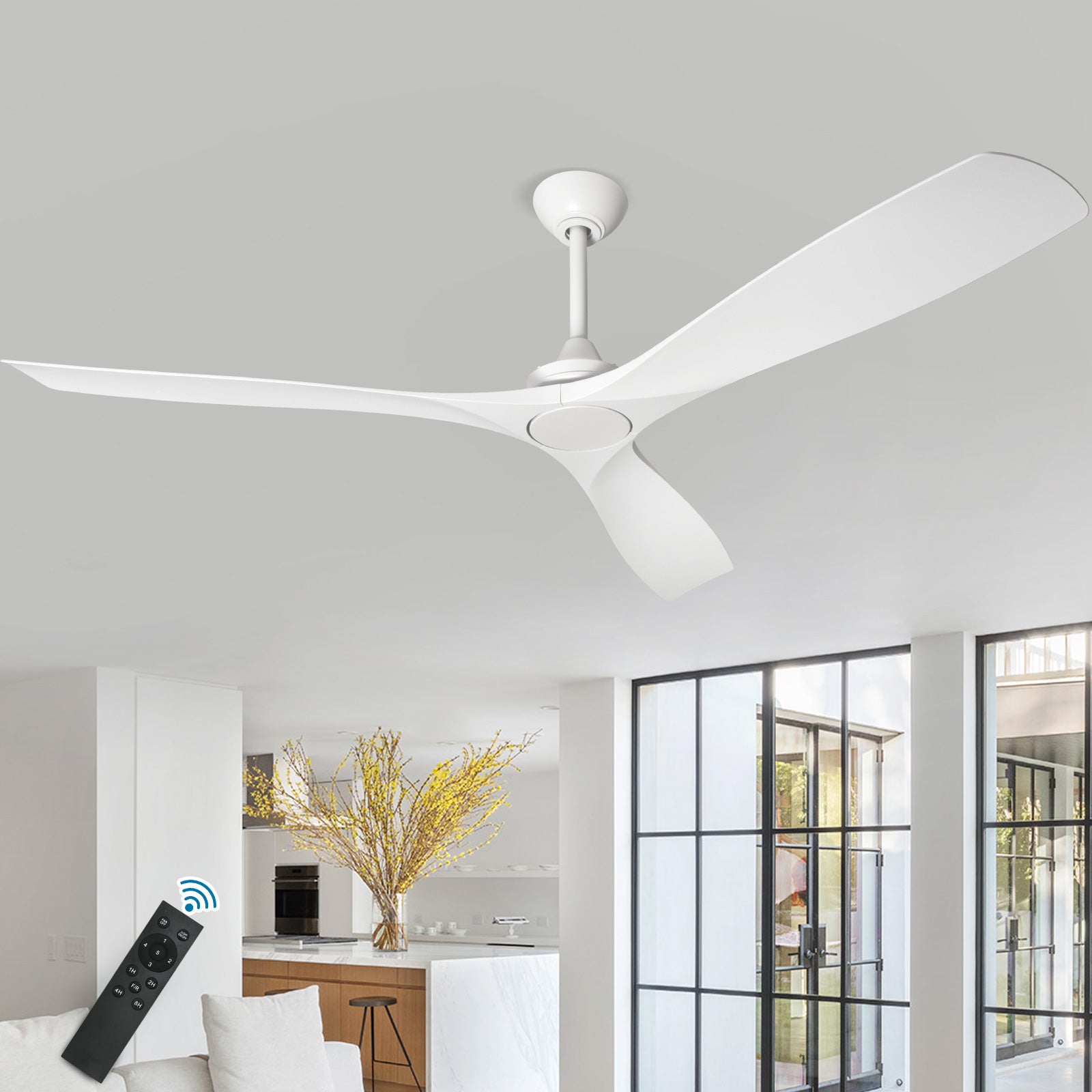 Depuley White Flush Mount Ceiling Fan without Light, 3 Blades Low ...