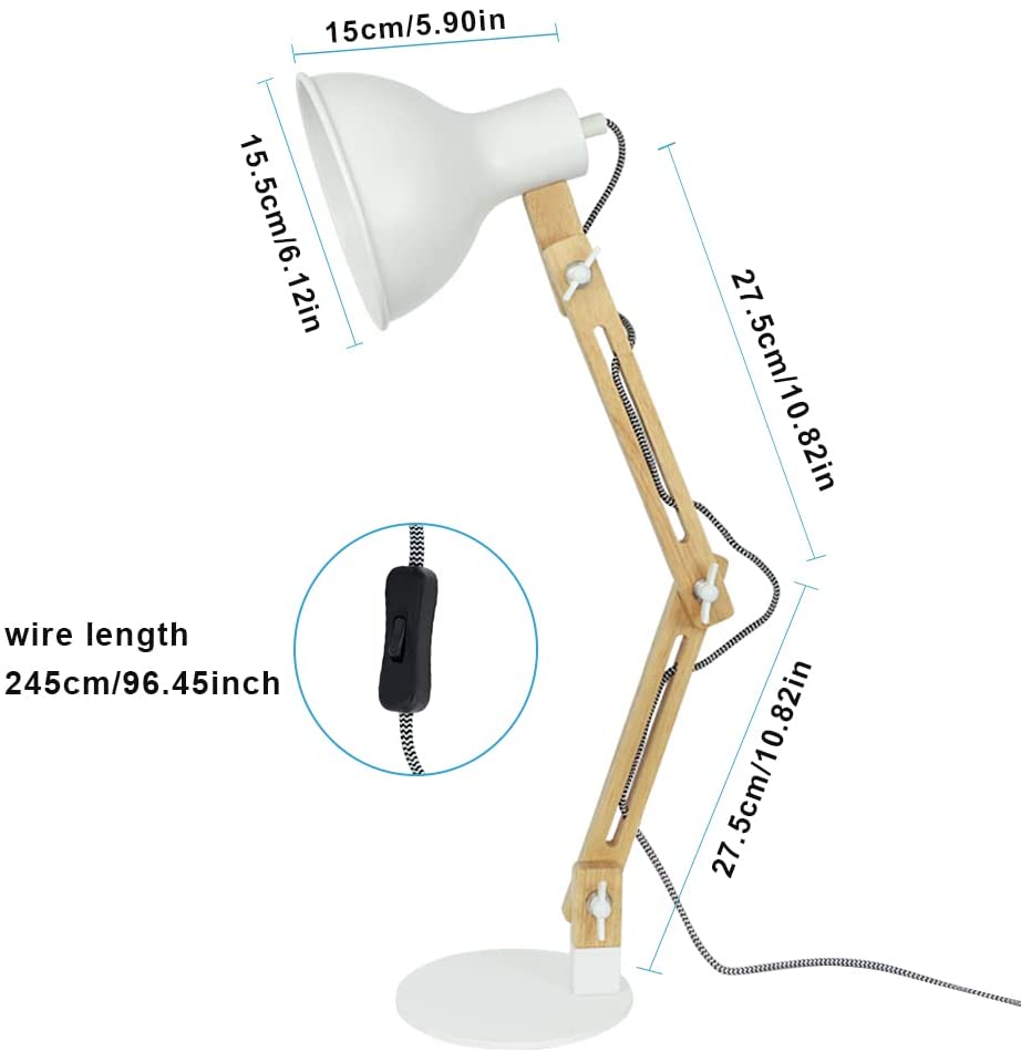 Wooden Desk LED Lamp - Flexible Gooseneck Study Table Lamp