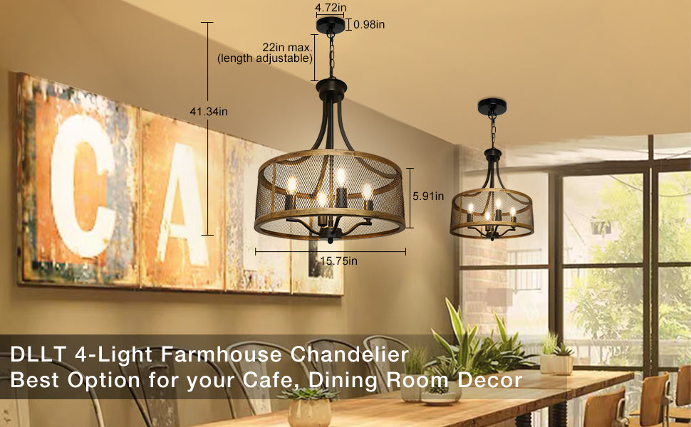 Depuley 4-Light Farmhouse Industrial Chandelier Lighting, Drum Hanging  Pendant Light Fixture with Antique Gold and Matte Black for Dining Room  Kitchen