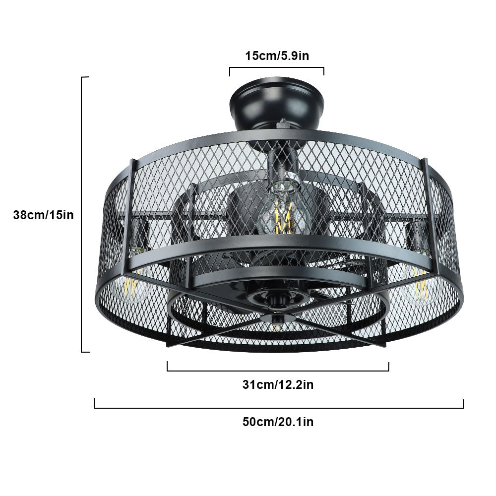 
                  
                    Depuley 4-Light Matte Black Metal Caged Farmhouse Remote Ceiling Fan Light, Industrial Vintage Chandelier Fan with 8 Invisible Blades for Living Room, Bedroom, Kitchen, Low profile, 3 Speeds Adjustable - WS-FPZ10-60B 6 DEPULEY DINGLILighting Store
                  
                