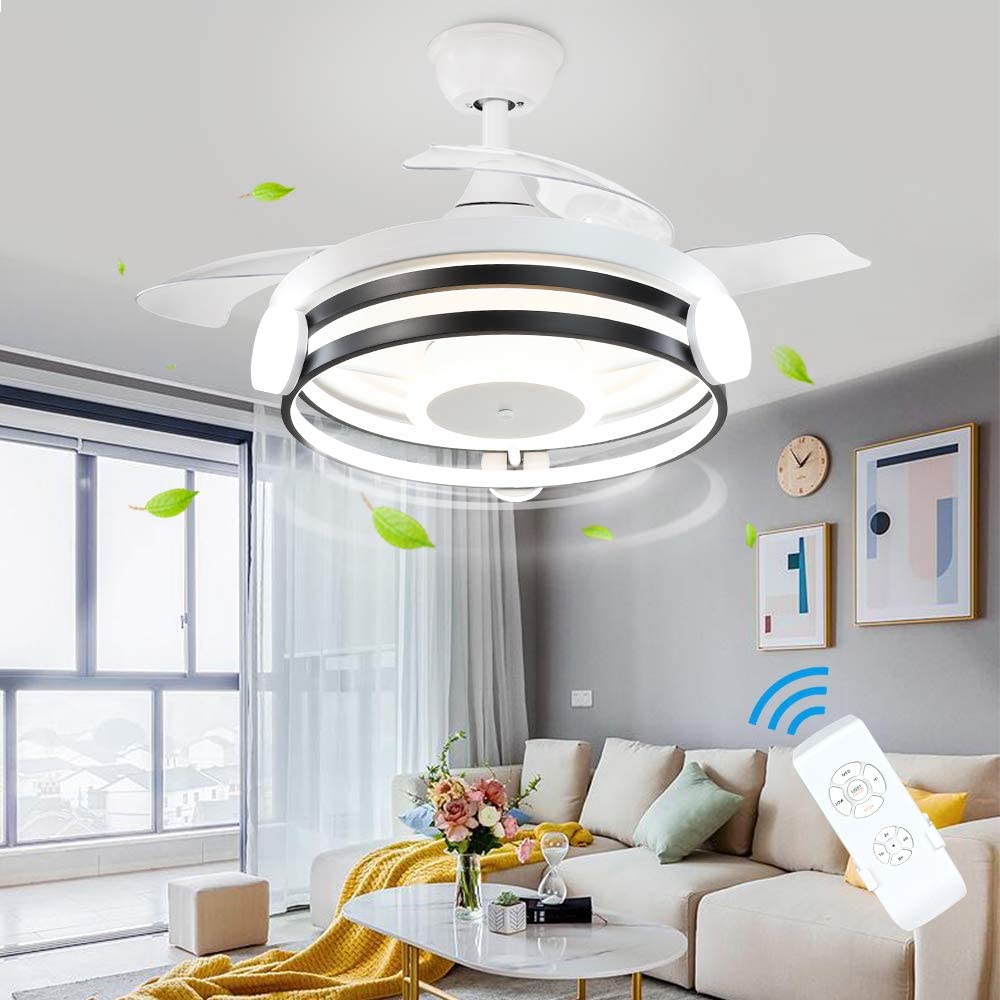 calcium Sneeuwstorm Onvoorziene omstandigheden Depuley Modern Ceiling Fan with Light and Remote, 30W LED Chandelier C