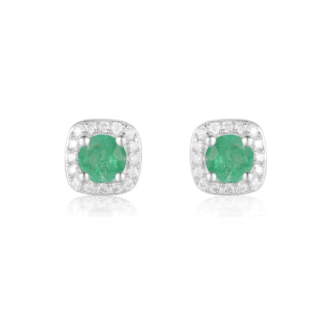 Emerald Earrings in 925 Sterling Silver with Moissanite