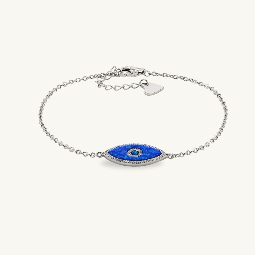 Marquise Cut Blue Opal Evil Eye Bracelet