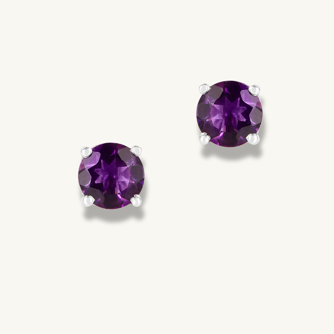 Purple Amethyst Stud Earrings
