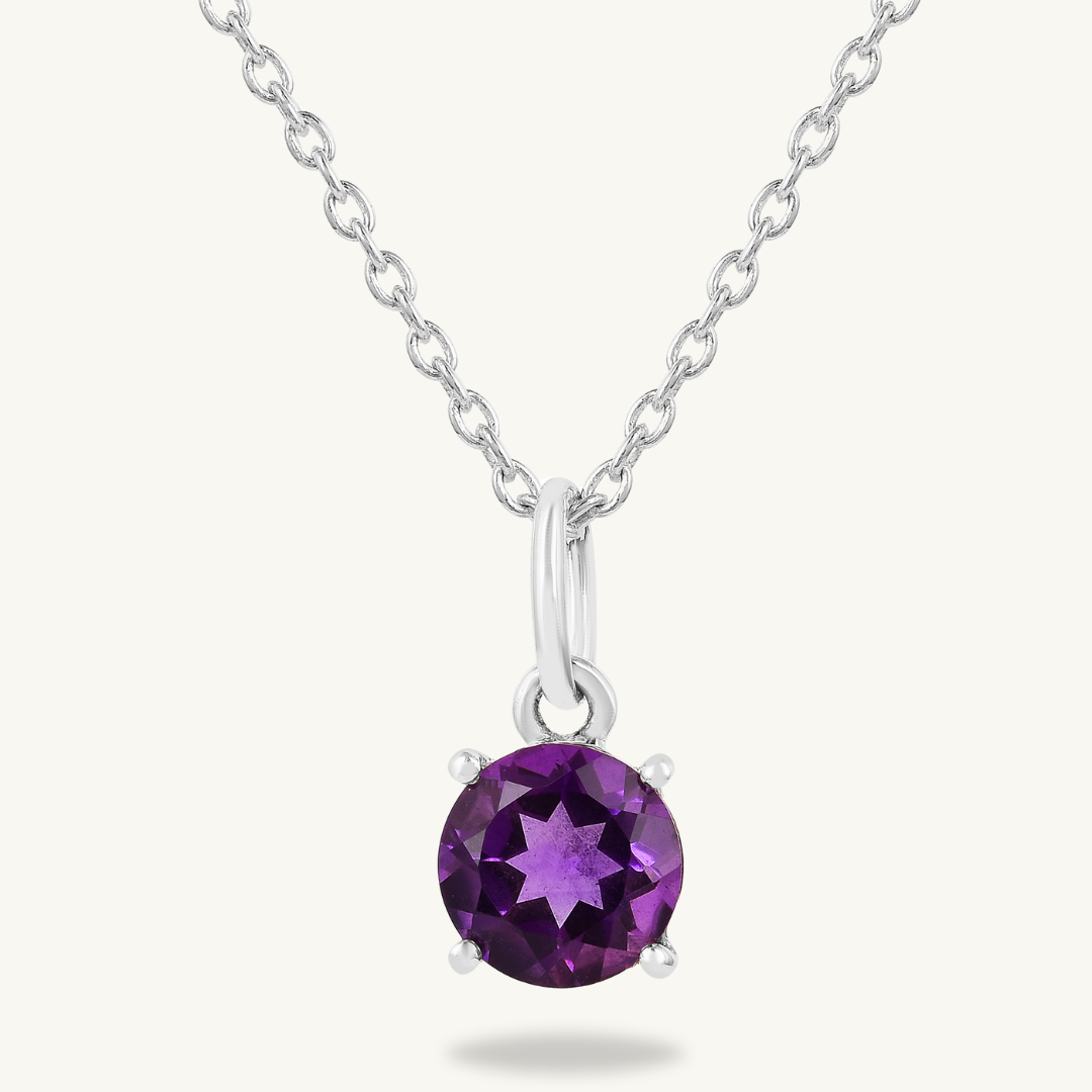 Purple Amethyst Solitaire Necklace
