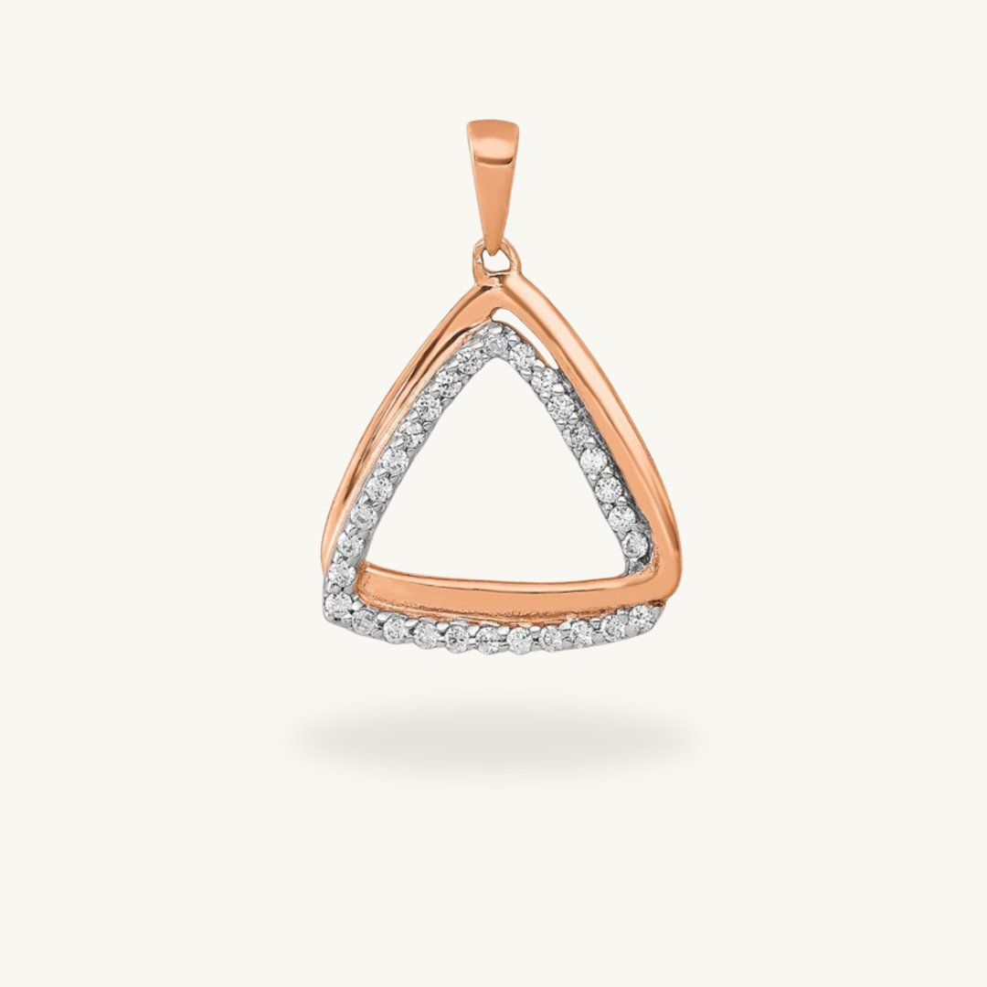 14k Rose Gold Lab Grown Diamond Double Triangle Pendant
