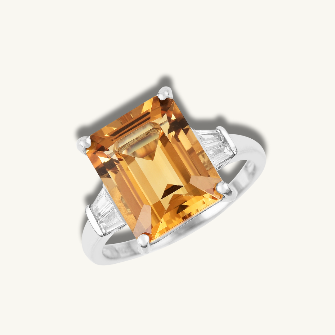 Octagon Citrine Statement Ring

