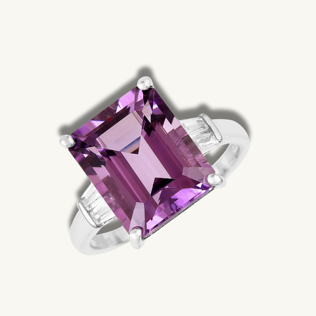 Octagon Purple Amethyst Ring
