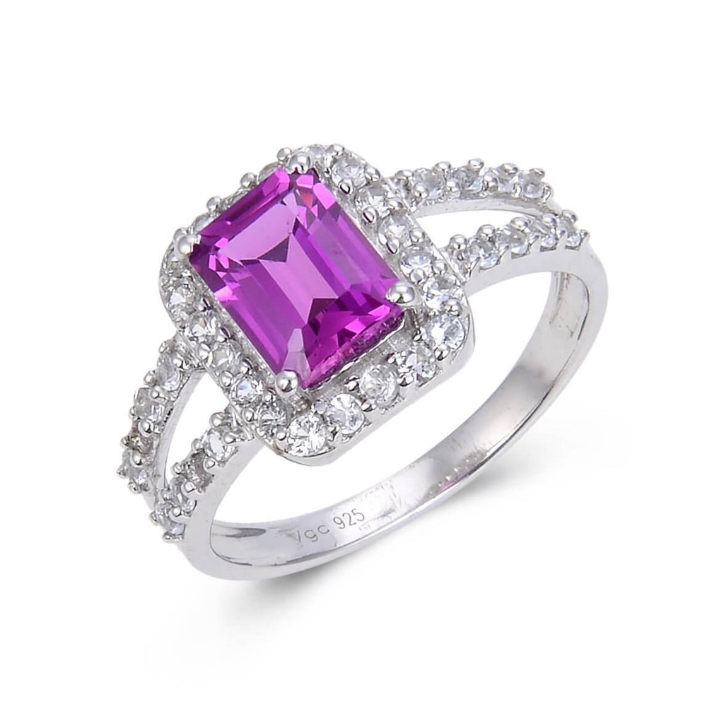 Octagon Created Purple Sapphire Ring