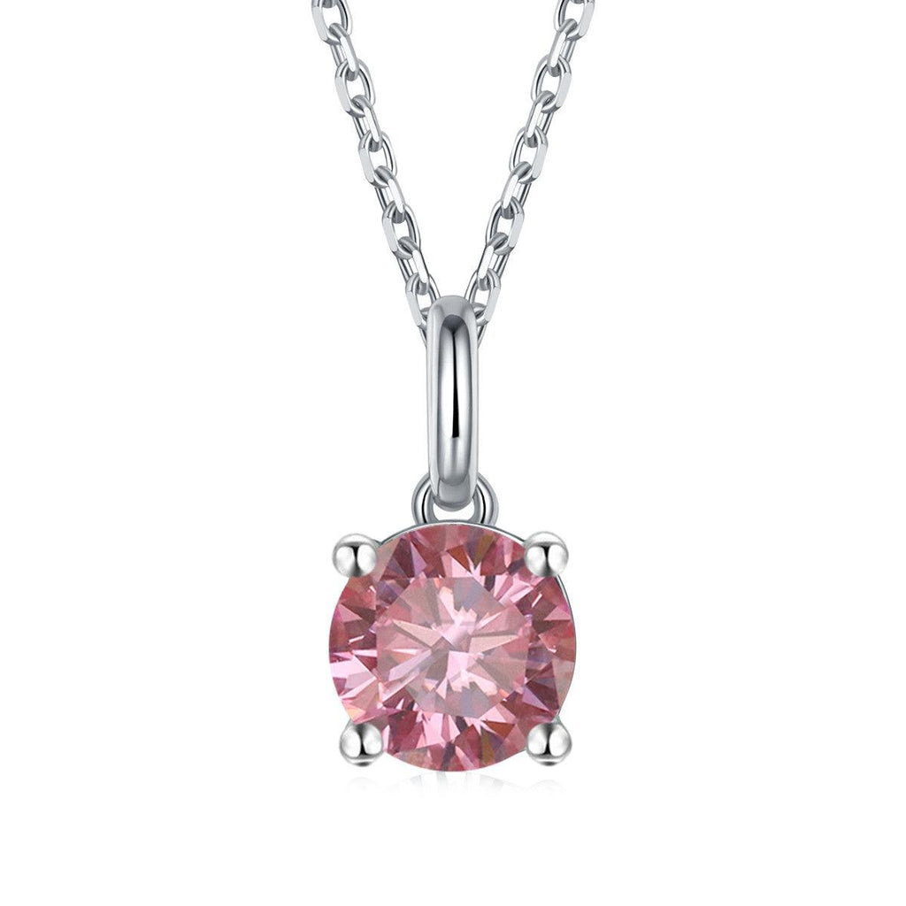 Pink Solitaire Moissanite Minimalist Necklace