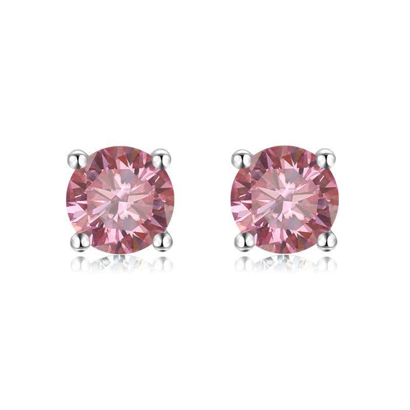 Pink Moissanite Minimalist Stud Earrings