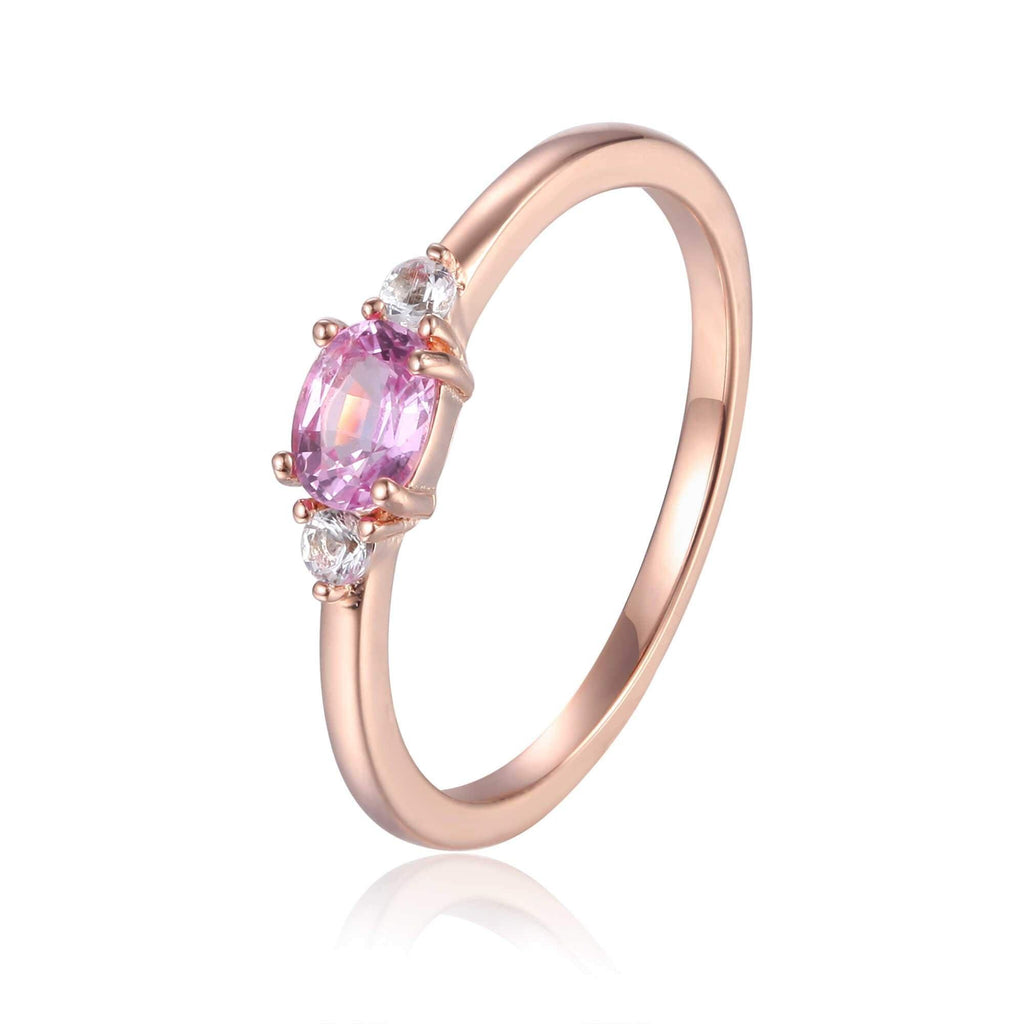 Pink and White Sapphire Dainty Rose Gold Plated Ring