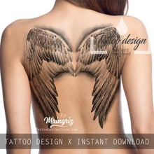 Load image into Gallery viewer, Realistic Wings  tattoo design high resolution download
