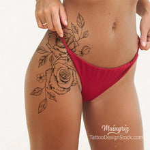 Load image into Gallery viewer, 2 sexy roses tattoo design digital download by tattoo artists
