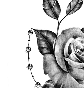 Realistic rose and precious stone  tattoo design high resolution download
