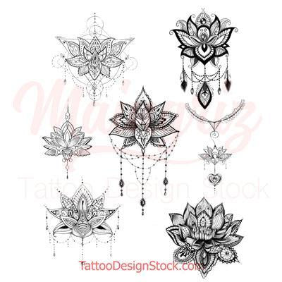 6 Amazing Lotus Mandalas Tattoo Design Digital Download Tattoos Download