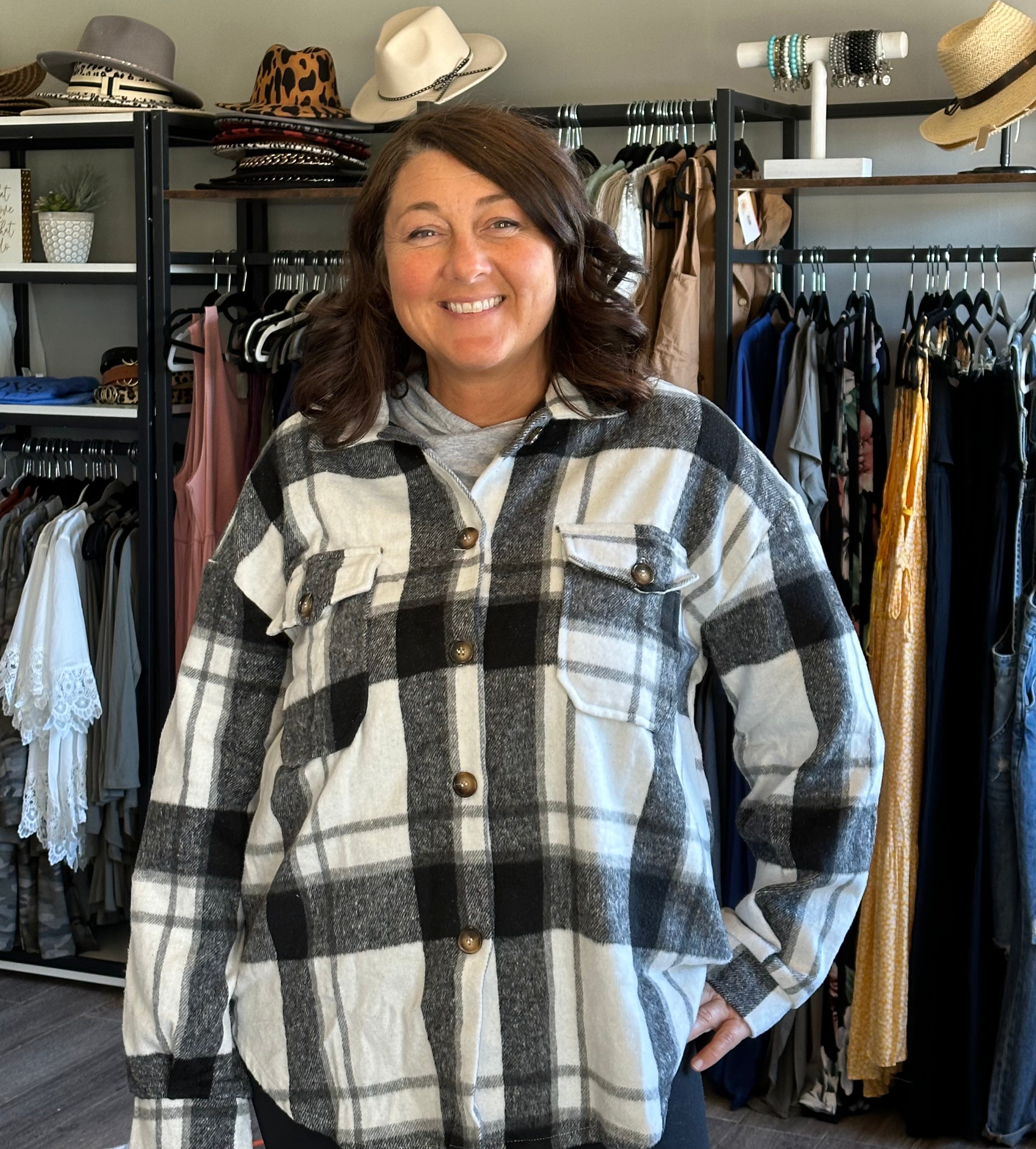 Black Neutral Flannel Shacket