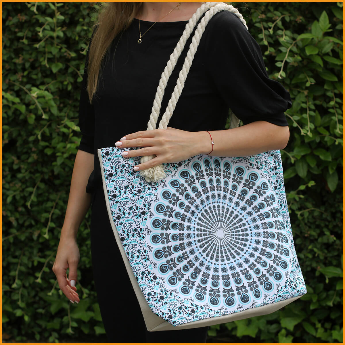 ALTERNATIVE Hippie TASCHE zum Umhängen - Mandala Motiv - hellblau