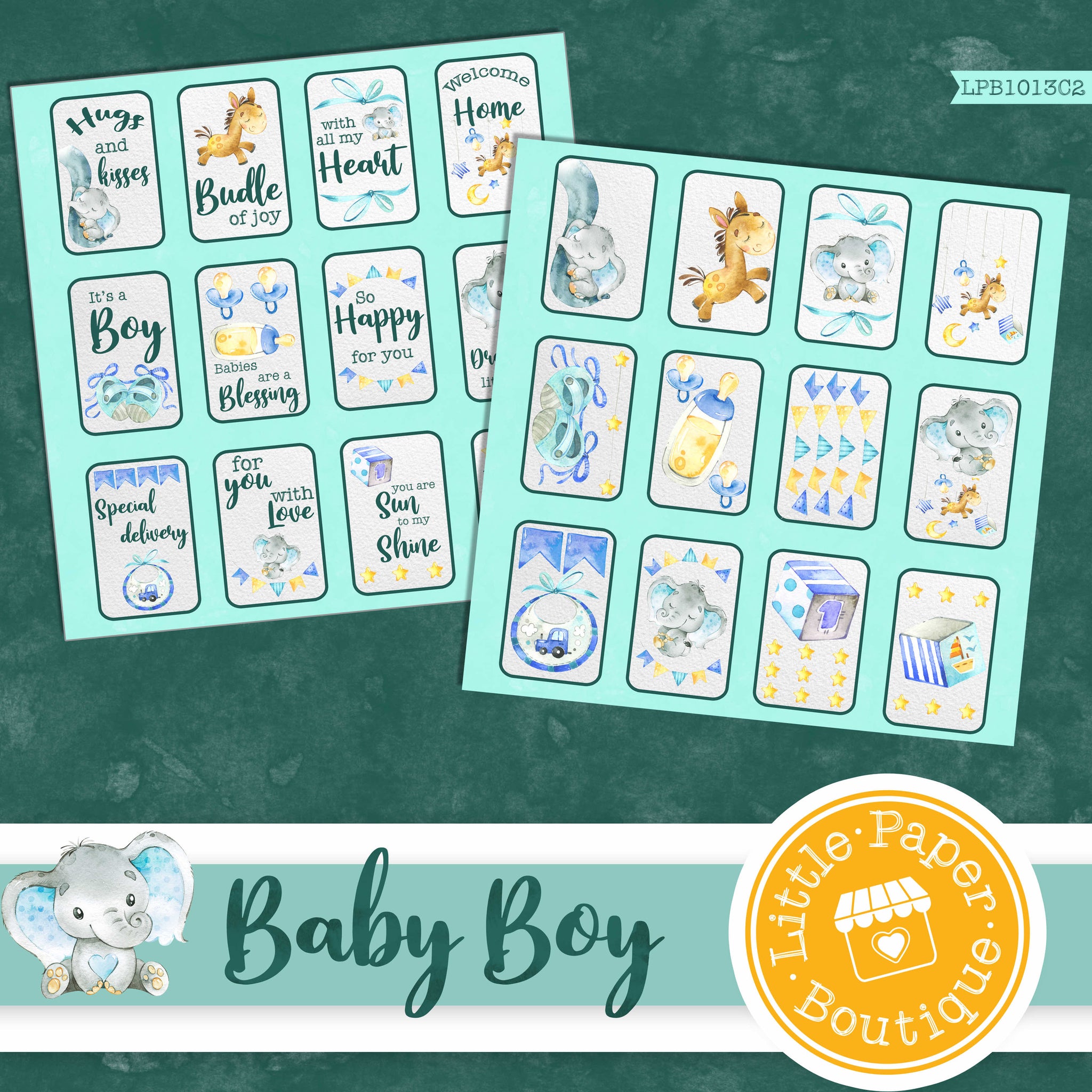 Download Baby Boy Watercolor Ephemera Tags Digital Paper Lpb1013c Little Paper Boutique