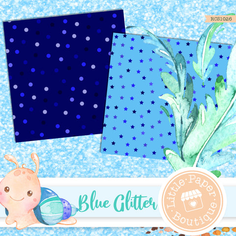 Blue Glitter Digital Papers, Scrapbook Papers Blue Sparkles Clipart ,  Digital Background Instant Download 