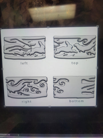 finalized spirit animal wedding band layout for CAD by hkm jewelry