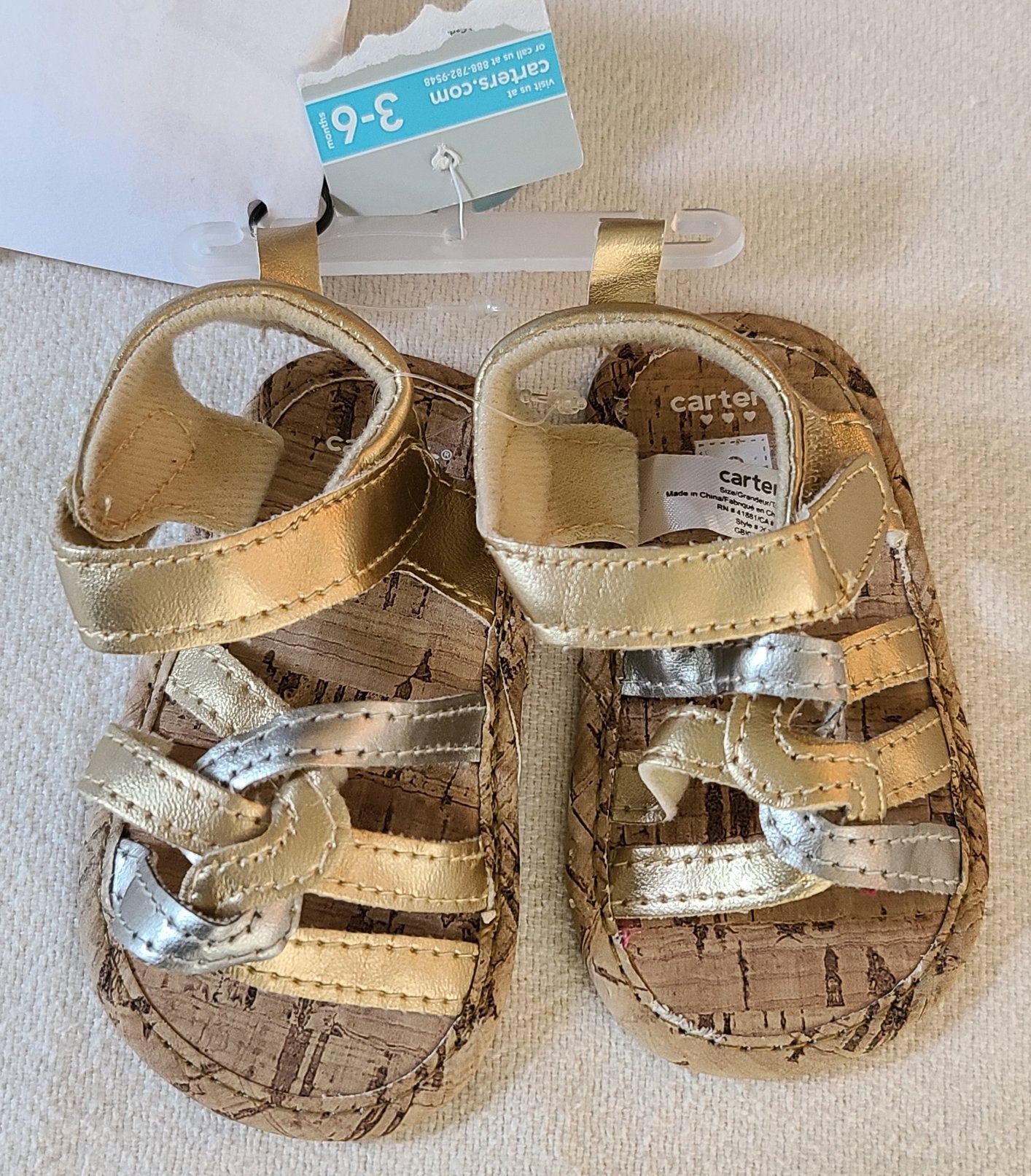 gold infant shoes size 3