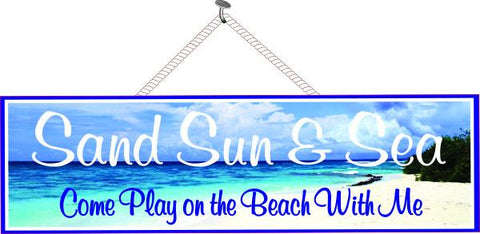 Sand sun and sea quote sign with beach and ocean design