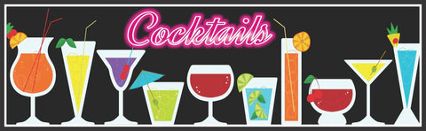 Cocktails home bar sign depicting colorful drinks