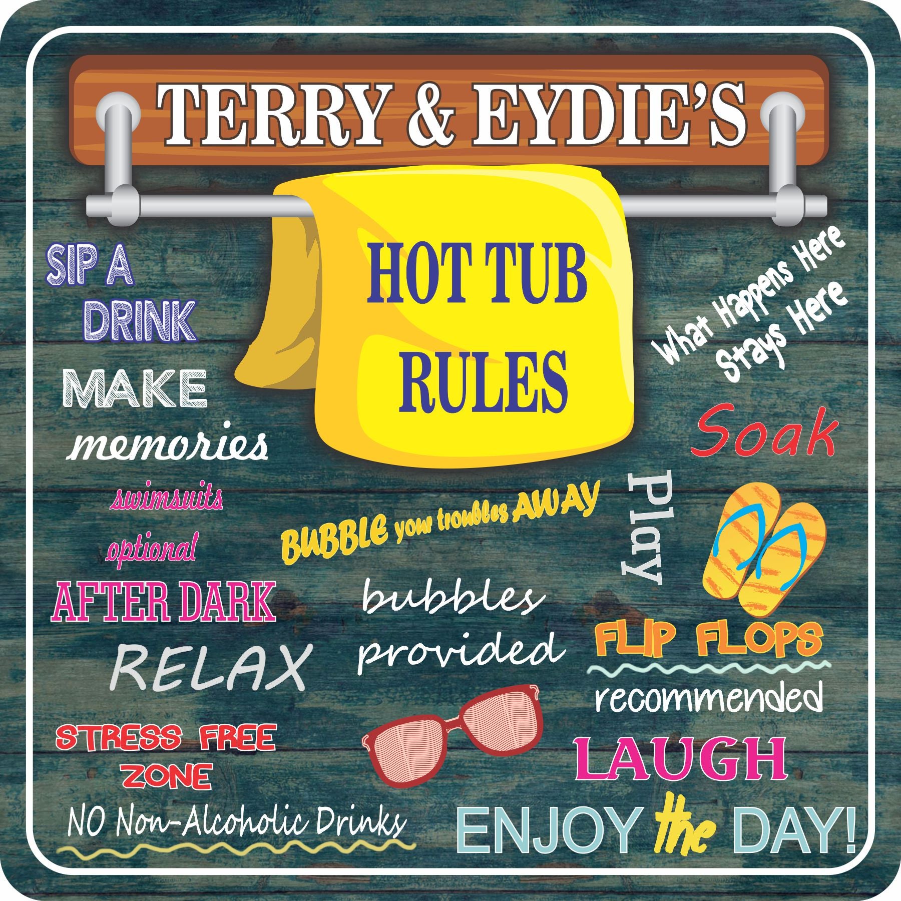 Hot Tub Rules Personalized Signs Fun Sign Factory