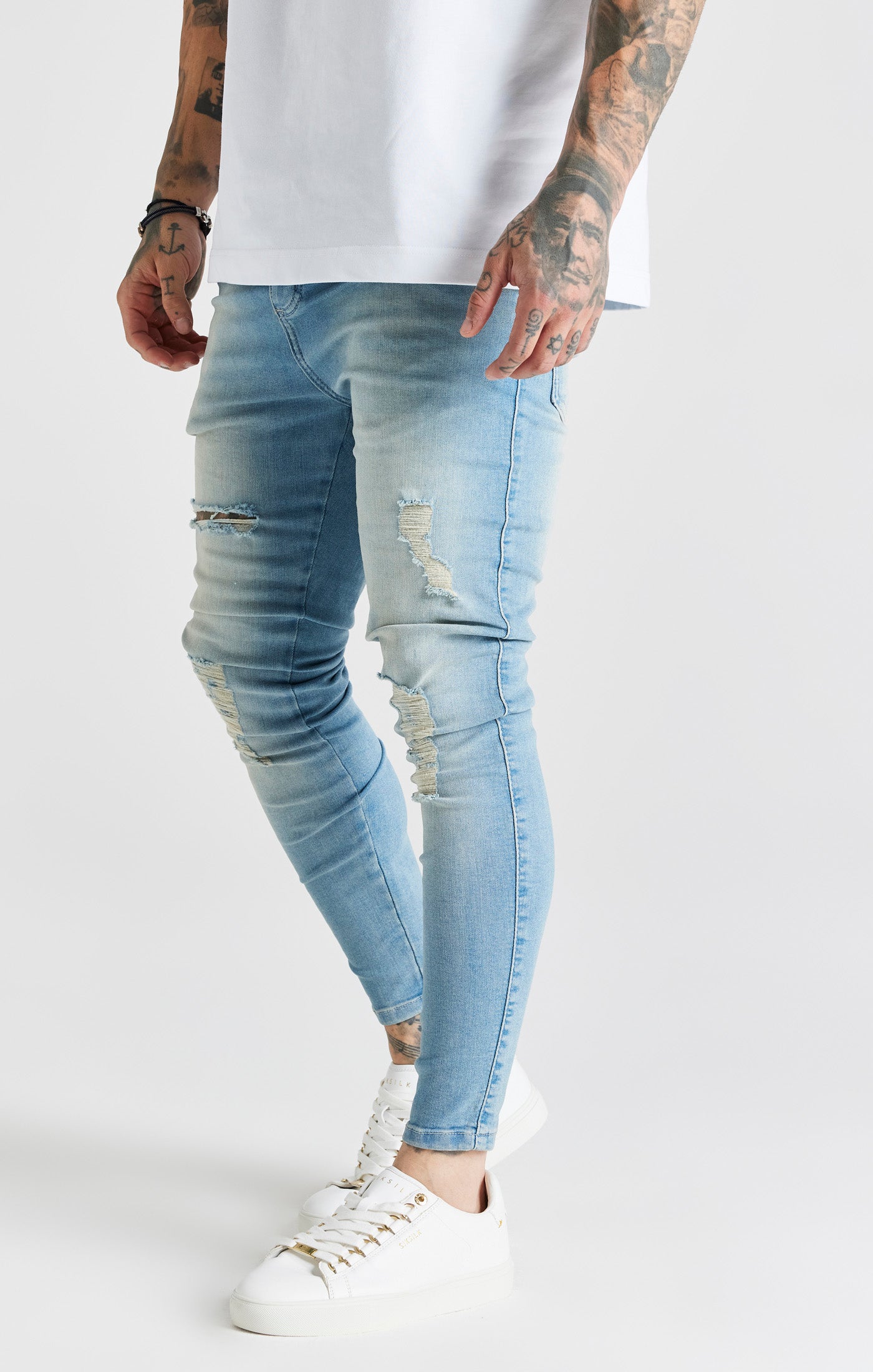 Línea de visión historia pivote Blue Washed Distressed Skinny Jean