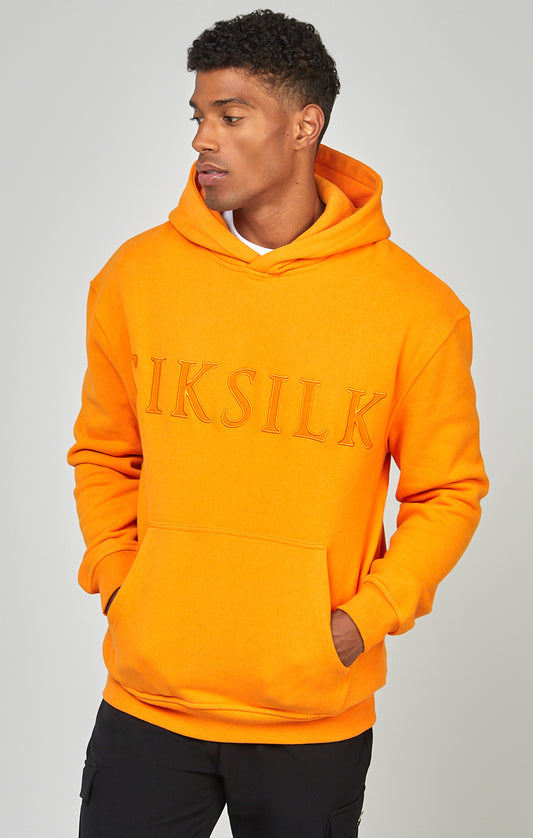 Orange Applique Logo Relaxed Fit Overhead Hoodie