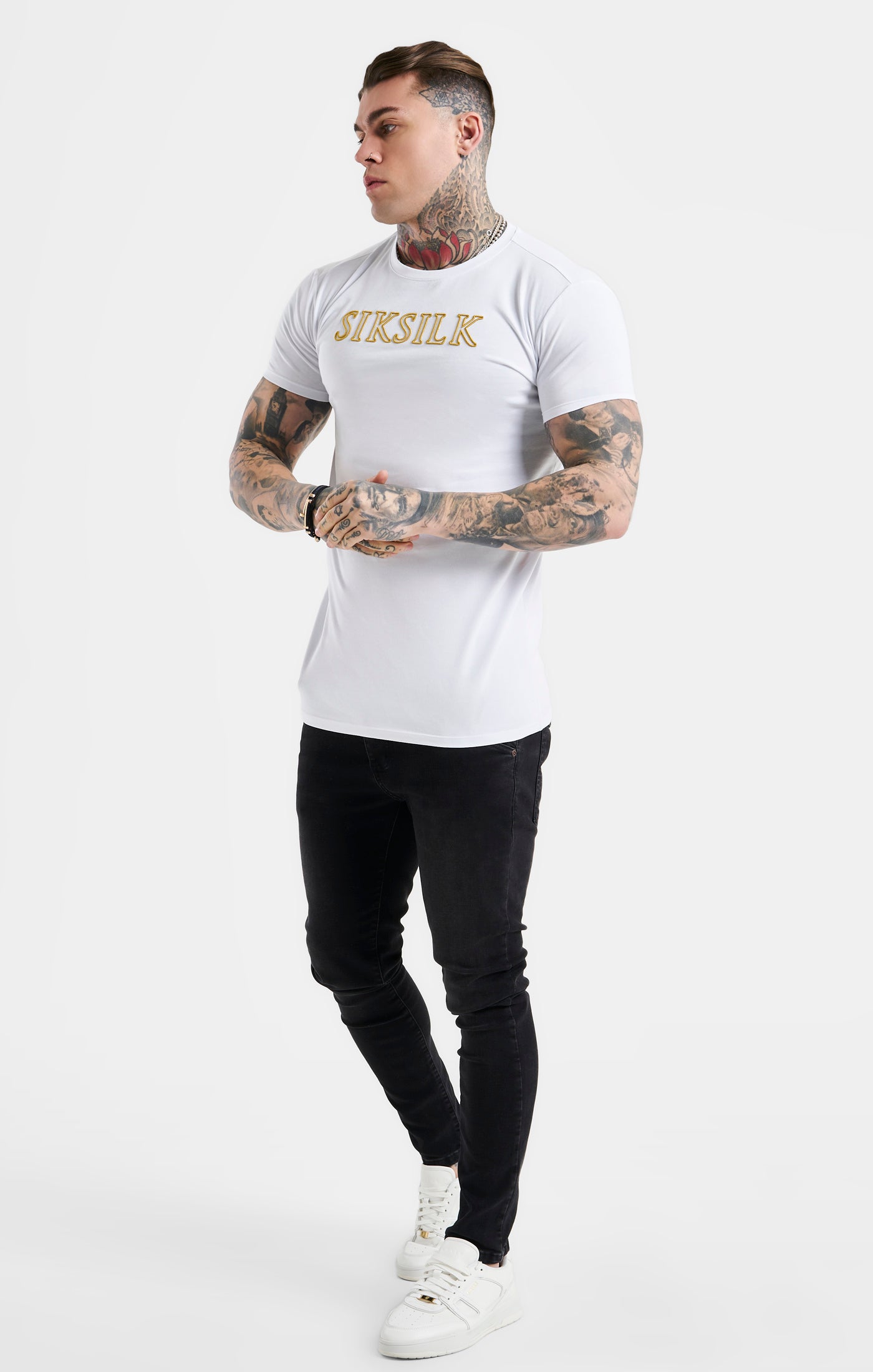 White SikSilk Muscle Fit