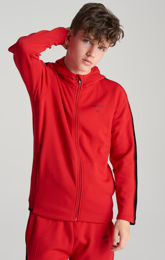 Boys Red Panelled Zip Thru