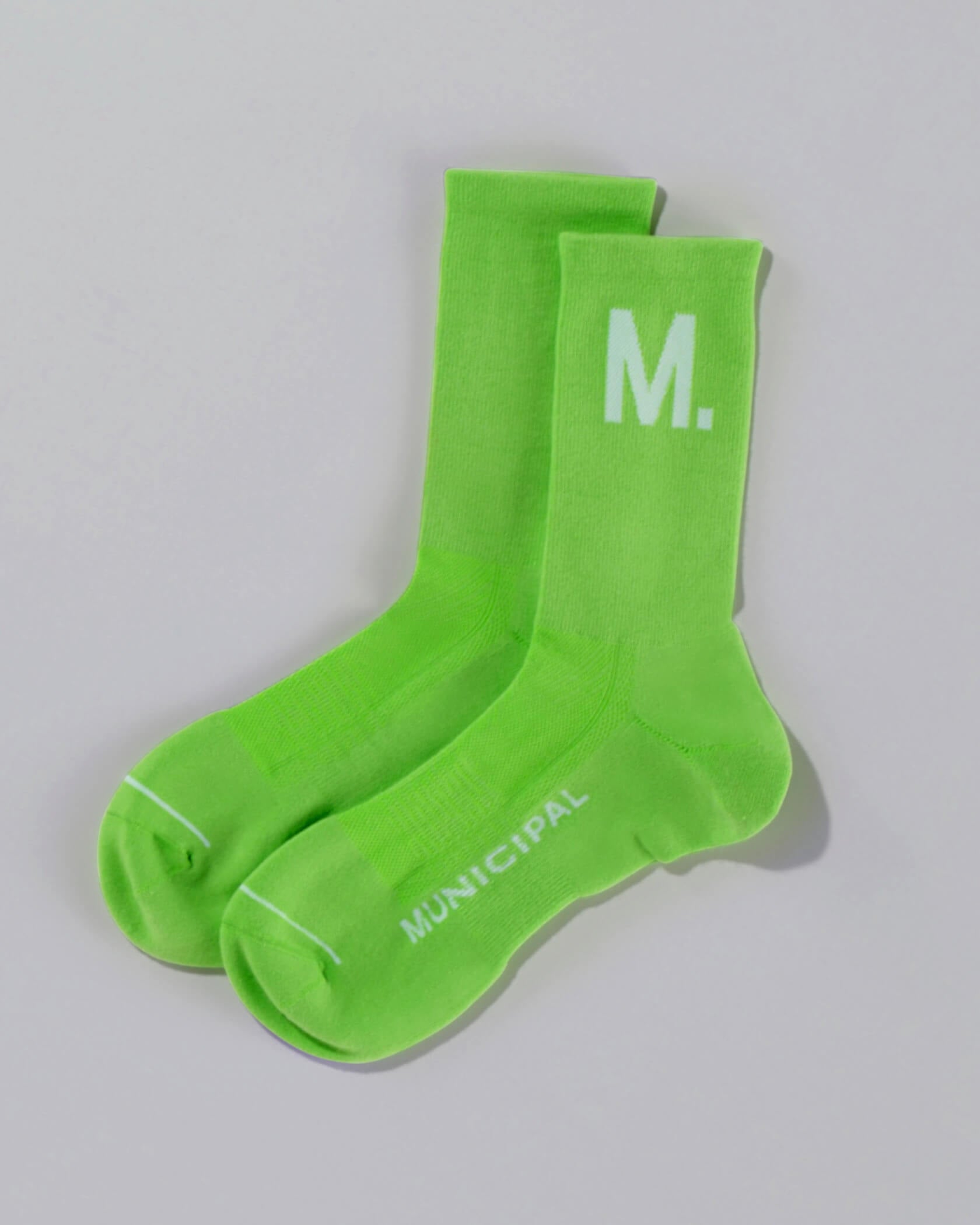 municipal apparel m crew socks lime MASOK104 flat 704766d0 c3f3 4433 8047 61af5ff01b8e