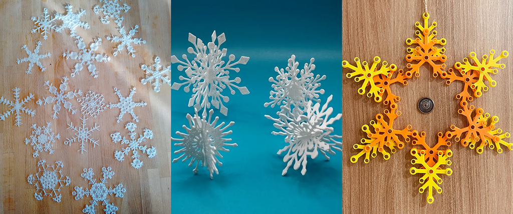 3D Printed snowflake designs