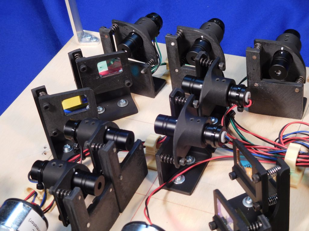 Laser beams held in place by 3D printed parts 
