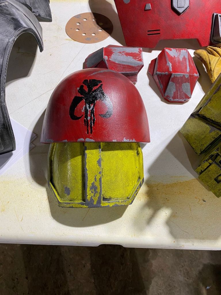 Serial Kilter 3D Printed Heavy Infantry Mandalorian Armor getting weathered and painted