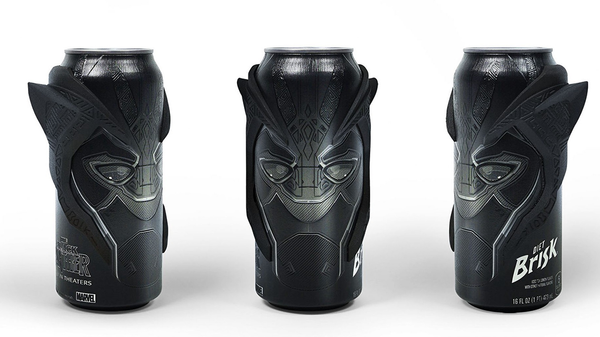 3D printed Black Panther Masks for Pepsi cans