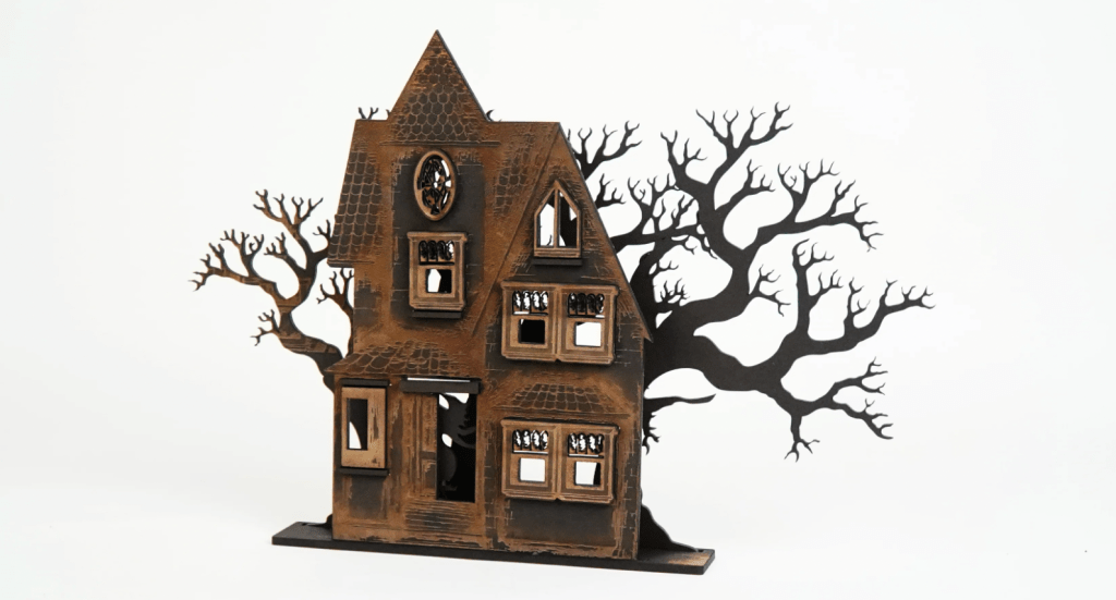 Spooky haunted mansion laser cut design