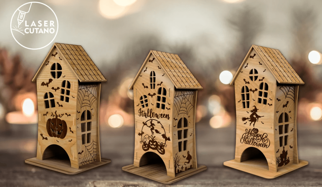 Laser cut halloween houses for decoration